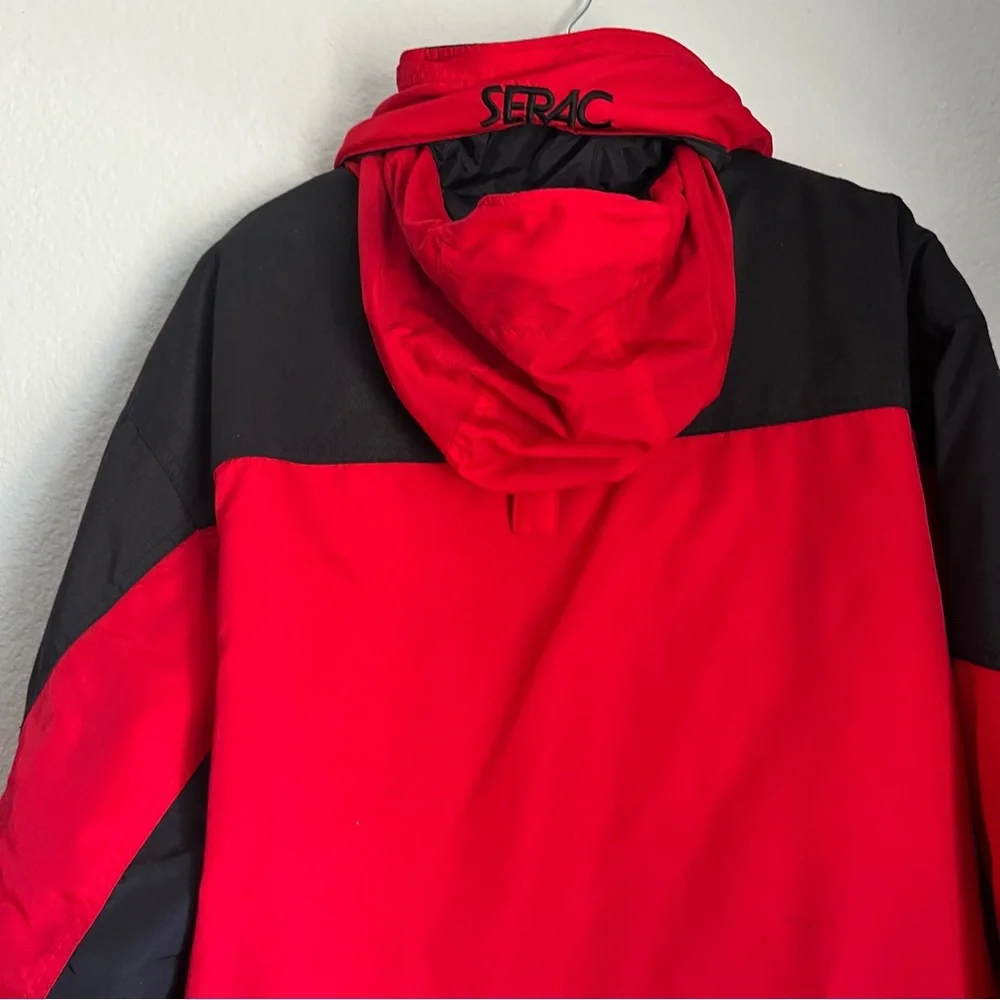 Serac Men’s Red and Black Winter Jacket Pockets Logo Zip & Snap Front